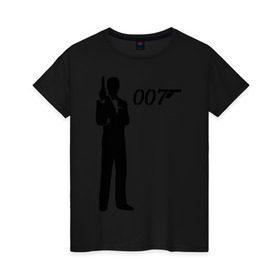 Женская футболка хлопок с принтом 007 в Новосибирске, 100% хлопок | прямой крой, круглый вырез горловины, длина до линии бедер, слегка спущенное плечо | james bond | агент 007 | бонд | джеймс бонд