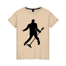 Женская футболка хлопок с принтом Elvis Presley в Новосибирске, 100% хлопок | прямой крой, круглый вырез горловины, длина до линии бедер, слегка спущенное плечо | 