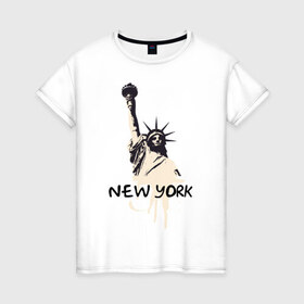 Женская футболка хлопок с принтом New York (2) в Новосибирске, 100% хлопок | прямой крой, круглый вырез горловины, длина до линии бедер, слегка спущенное плечо | america | америка | американский | нью йорк | свободы | статуя