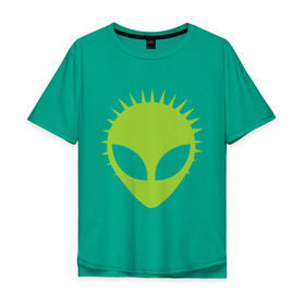 Мужская футболка хлопок Oversize с принтом Гуманоид в Новосибирске, 100% хлопок | свободный крой, круглый ворот, “спинка” длиннее передней части | гуманоид | инопланетянин | летающая тарелка | нло | пришелец | пришельцы