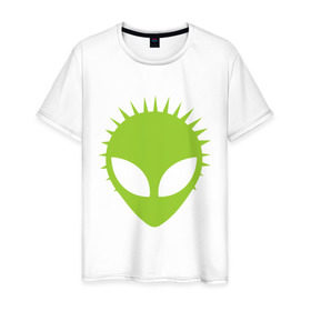 Мужская футболка хлопок с принтом Гуманоид в Новосибирске, 100% хлопок | прямой крой, круглый вырез горловины, длина до линии бедер, слегка спущенное плечо. | гуманоид | инопланетянин | летающая тарелка | нло | пришелец | пришельцы