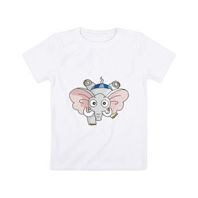 Детская футболка хлопок с принтом Слон (3) в Новосибирске, 100% хлопок | круглый вырез горловины, полуприлегающий силуэт, длина до линии бедер | 