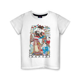 Детская футболка хлопок с принтом Китайские мотивы в Новосибирске, 100% хлопок | круглый вырез горловины, полуприлегающий силуэт, длина до линии бедер | древний китай | картина | китай | китайская семья | китайские мотивы