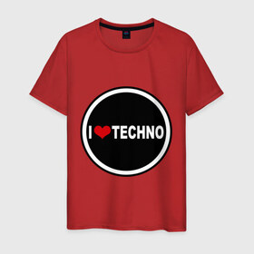 Мужская футболка хлопок с принтом I love techno (2) в Новосибирске, 100% хлопок | прямой крой, круглый вырез горловины, длина до линии бедер, слегка спущенное плечо. | 