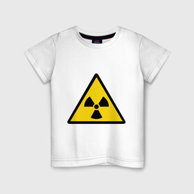 Детская футболка хлопок с принтом Эмблема (5) в Новосибирске, 100% хлопок | круглый вырез горловины, полуприлегающий силуэт, длина до линии бедер | radiation | знак | знак радиации | предупреждение | радиация | эмблема