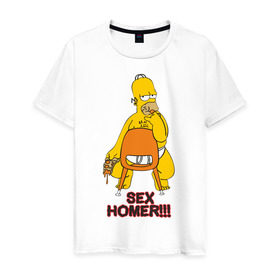 Мужская футболка хлопок с принтом Simpsons (2) в Новосибирске, 100% хлопок | прямой крой, круглый вырез горловины, длина до линии бедер, слегка спущенное плечо. | гомер