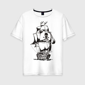 Женская футболка хлопок Oversize с принтом Pirats (4) в Новосибирске, 100% хлопок | свободный крой, круглый ворот, спущенный рукав, длина до линии бедер
 | пират