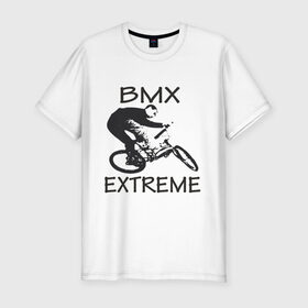 Мужская футболка премиум с принтом Bmx extreme в Новосибирске, 92% хлопок, 8% лайкра | приталенный силуэт, круглый вырез ворота, длина до линии бедра, короткий рукав | 