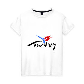 Женская футболка хлопок с принтом Turkey в Новосибирске, 100% хлопок | прямой крой, круглый вырез горловины, длина до линии бедер, слегка спущенное плечо | turkey | алания | анталья | белек | отдых в турции | отпуск в турции | турция