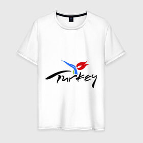 Мужская футболка хлопок с принтом Turkey в Новосибирске, 100% хлопок | прямой крой, круглый вырез горловины, длина до линии бедер, слегка спущенное плечо. | turkey | алания | анталья | белек | отдых в турции | отпуск в турции | турция