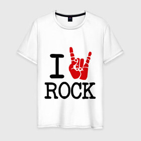 Мужская футболка хлопок с принтом Люблю рок в Новосибирске, 100% хлопок | прямой крой, круглый вырез горловины, длина до линии бедер, слегка спущенное плечо. | Тематика изображения на принте: i love | i love rock | rock | музыка | рок | я люблю