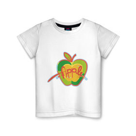 Детская футболка хлопок с принтом Apple (3) в Новосибирске, 100% хлопок | круглый вырез горловины, полуприлегающий силуэт, длина до линии бедер | apple | яблоко | яблочко