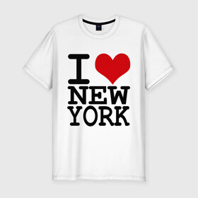 Мужская футболка премиум с принтом I love New York (NY) в Новосибирске, 92% хлопок, 8% лайкра | приталенный силуэт, круглый вырез ворота, длина до линии бедра, короткий рукав | Тематика изображения на принте: america | i love | new york | америка | люблю | нью йорк | я