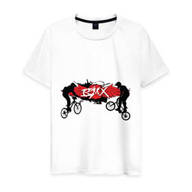 Мужская футболка хлопок с принтом BMX (2) в Новосибирске, 100% хлопок | прямой крой, круглый вырез горловины, длина до линии бедер, слегка спущенное плечо. | bmx | бмх | велик | вело | велосипед | велосипедист | велоспорт | райдер | фрирайд | экстремальный спорт | экстрим