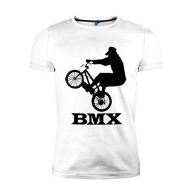 Мужская футболка премиум с принтом BMX (3) в Новосибирске, 92% хлопок, 8% лайкра | приталенный силуэт, круглый вырез ворота, длина до линии бедра, короткий рукав | bmx | бмх | велик | вело | велосипед | велосипедист | велоспорт | райдер | фрирайд | экстремальный спорт | экстрим