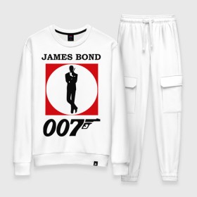 Женский костюм хлопок с принтом James Bond в Новосибирске, 100% хлопок | на свитшоте круглая горловина, мягкая резинка по низу. Брюки заужены к низу, на них два вида карманов: два 