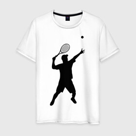 Мужская футболка хлопок с принтом Теннисист (2) в Новосибирске, 100% хлопок | прямой крой, круглый вырез горловины, длина до линии бедер, слегка спущенное плечо. | корт | ракетка | тенис | теннис | теннисист