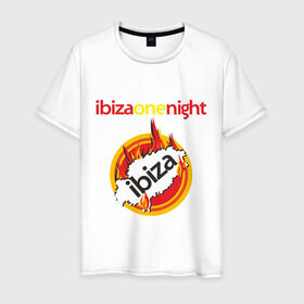 Мужская футболка хлопок с принтом Ibiza one night в Новосибирске, 100% хлопок | прямой крой, круглый вырез горловины, длина до линии бедер, слегка спущенное плечо. | ibiza | one night | ибица | фестиваль | электронная музыка