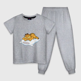 Детская пижама хлопок с принтом Гарфилд в Новосибирске, 100% хлопок |  брюки и футболка прямого кроя, без карманов, на брюках мягкая резинка на поясе и по низу штанин
 | garfield | гарфилд