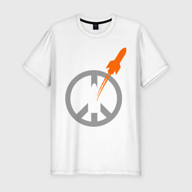 Мужская футболка премиум с принтом Pacific war в Новосибирске, 92% хлопок, 8% лайкра | приталенный силуэт, круглый вырез ворота, длина до линии бедра, короткий рукав | война | мир | мирная война | ракета