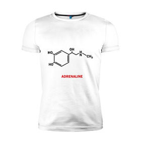 Мужская футболка премиум с принтом Адреналин в Новосибирске, 92% хлопок, 8% лайкра | приталенный силуэт, круглый вырез ворота, длина до линии бедра, короткий рукав | Тематика изображения на принте: adrenaline | адреналин | формула | химическая формула | химия