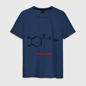 Мужская футболка хлопок с принтом Адреналин в Новосибирске, 100% хлопок | прямой крой, круглый вырез горловины, длина до линии бедер, слегка спущенное плечо. | adrenaline | адреналин | формула | химическая формула | химия