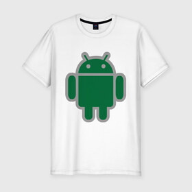 Мужская футболка премиум с принтом Андроид в Новосибирске, 92% хлопок, 8% лайкра | приталенный силуэт, круглый вырез ворота, длина до линии бедра, короткий рукав | android | logo | андройд | логотип