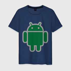 Мужская футболка хлопок с принтом Андроид в Новосибирске, 100% хлопок | прямой крой, круглый вырез горловины, длина до линии бедер, слегка спущенное плечо. | android | logo | андройд | логотип