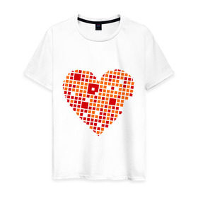 Мужская футболка хлопок с принтом Сердце из квадратиков в Новосибирске, 100% хлопок | прямой крой, круглый вырез горловины, длина до линии бедер, слегка спущенное плечо. | квадрат | квадратики | сердечко | сердце