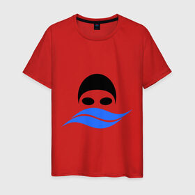 Мужская футболка хлопок с принтом Плавание в Новосибирске, 100% хлопок | прямой крой, круглый вырез горловины, длина до линии бедер, слегка спущенное плечо. | плавание | плавательная шапка | плавец