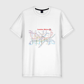Мужская футболка премиум с принтом London metro в Новосибирске, 92% хлопок, 8% лайкра | приталенный силуэт, круглый вырез ворота, длина до линии бедра, короткий рукав | Тематика изображения на принте: london | london metro | metro | карта метро | карта метро лондона | лондон метро | лондонский метрополитен | лондонское метро | метро | метро в лондоне | метро лондона | метрополитен лондона