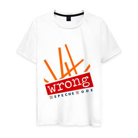 Мужская футболка хлопок с принтом Depeche Mode - Wrong в Новосибирске, 100% хлопок | прямой крой, круглый вырез горловины, длина до линии бедер, слегка спущенное плечо. | depeche mode | wrong | депеш мод | рок