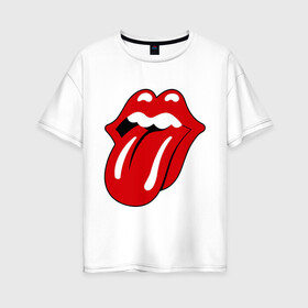 Женская футболка хлопок Oversize с принтом Rolling Stones язык в Новосибирске, 100% хлопок | свободный крой, круглый ворот, спущенный рукав, длина до линии бедер
 | heavy metal | metal | rock | trash metal | губы | квартет | метал | рок | рок группа | рок группы | роллинг стоунз | трэш метал | хеви метал | язык