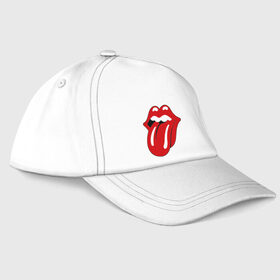 Бейсболка с принтом Rolling Stones язык в Новосибирске, 100% хлопок | классический козырек, металлическая застежка-регулятор размера | rolling stones