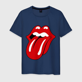 Мужская футболка хлопок с принтом Rolling Stones язык в Новосибирске, 100% хлопок | прямой крой, круглый вырез горловины, длина до линии бедер, слегка спущенное плечо. | rolling stones