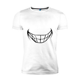 Мужская футболка премиум с принтом Зубастая улыбка в Новосибирске, 92% хлопок, 8% лайкра | приталенный силуэт, круглый вырез ворота, длина до линии бедра, короткий рукав | зубы | рот | улыбка