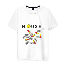 Мужская футболка хлопок с принтом House m.d. (2) в Новосибирске, 100% хлопок | прямой крой, круглый вырез горловины, длина до линии бедер, слегка спущенное плечо. | everybody lies | haus | house | все лгут | доктор | хауз | хаус | хью лори