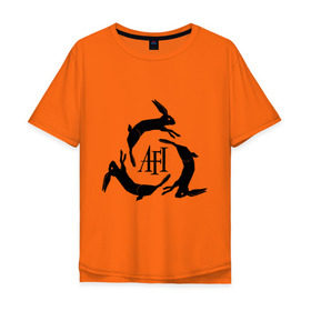 Мужская футболка хлопок Oversize с принтом Afi с зайцами в Новосибирске, 100% хлопок | свободный крой, круглый ворот, “спинка” длиннее передней части | Тематика изображения на принте: afi | афи | афи с зайцами | зайцы | зайчата | зайчики | логотип afi | логотип афи | панк | рок