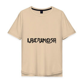 Мужская футболка хлопок Oversize с принтом Lacrimosa логотип в Новосибирске, 100% хлопок | свободный крой, круглый ворот, “спинка” длиннее передней части | lacrimosa | lacrimosa лого | надпись lacrimosa | панк | рок