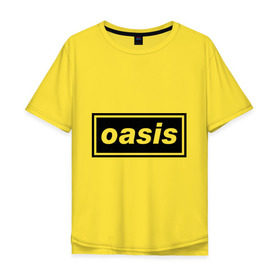 Мужская футболка хлопок Oversize с принтом Oasis логотип в Новосибирске, 100% хлопок | свободный крой, круглый ворот, “спинка” длиннее передней части | metal | oasis | лого | лого oasis | метал | символика oasis | эмблема  oasis