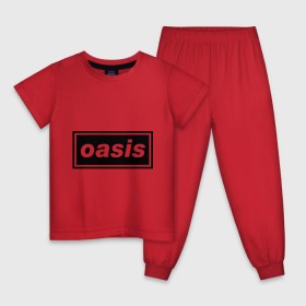 Детская пижама хлопок с принтом Oasis логотип в Новосибирске, 100% хлопок |  брюки и футболка прямого кроя, без карманов, на брюках мягкая резинка на поясе и по низу штанин
 | metal | oasis | лого | лого oasis | метал | символика oasis | эмблема  oasis