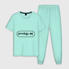 Мужская пижама хлопок с принтом Prodigy лого с муравьем в Новосибирске, 100% хлопок | брюки и футболка прямого кроя, без карманов, на брюках мягкая резинка на поясе и по низу штанин
 | Тематика изображения на принте: prodigy | логотип | продиджи | электронная музыка
