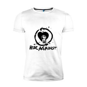 Мужская футболка премиум с принтом Rise Against в Новосибирске, 92% хлопок, 8% лайкра | приталенный силуэт, круглый вырез ворота, длина до линии бедра, короткий рукав | heavy metal | metal | punk | rise against | rock | trash metal | квартет | метал | панк | рок | рок группа | рок группы | трэш метал | хеви метал