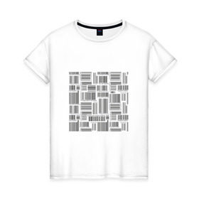 Женская футболка хлопок с принтом Штрих код в Новосибирске, 100% хлопок | прямой крой, круглый вырез горловины, длина до линии бедер, слегка спущенное плечо | штрих код | штрихкод | штриховой код