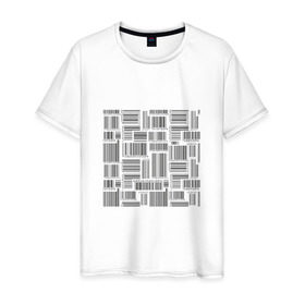 Мужская футболка хлопок с принтом Штрих код в Новосибирске, 100% хлопок | прямой крой, круглый вырез горловины, длина до линии бедер, слегка спущенное плечо. | штрих код | штрихкод | штриховой код