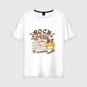 Женская футболка хлопок Oversize с принтом Rock music (2) в Новосибирске, 100% хлопок | свободный крой, круглый ворот, спущенный рукав, длина до линии бедер
 | 87 | heavy metal | rock | trash metal | рок | рок группа | хеви метал