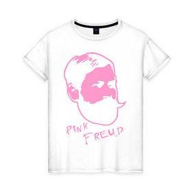 Женская футболка хлопок с принтом Pink Freud в Новосибирске, 100% хлопок | прямой крой, круглый вырез горловины, длина до линии бедер, слегка спущенное плечо | Тематика изображения на принте: dance | tecktonick | tektonic | tektonik | клуб | танцевать | тектоник | тиктоник | фрейд | электронная музыка