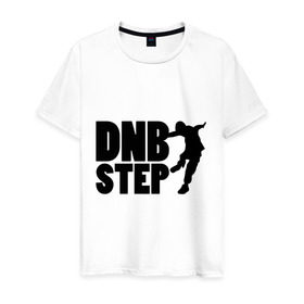 Мужская футболка хлопок с принтом DNB Step танцор в Новосибирске, 100% хлопок | прямой крой, круглый вырез горловины, длина до линии бедер, слегка спущенное плечо. | dnb | step | бас | драм | силуэт | танцор
