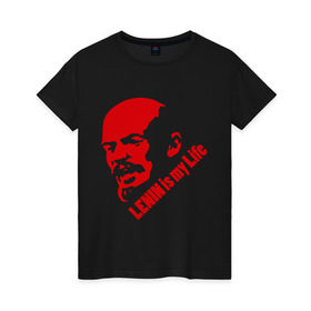 Женская футболка хлопок с принтом Ленин -моя жизнь в Новосибирске, 100% хлопок | прямой крой, круглый вырез горловины, длина до линии бедер, слегка спущенное плечо | вождь | коммунизм | ленин | революция | советский | социализм | союз | ссср | ульянов