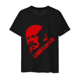 Мужская футболка хлопок с принтом Ленин -моя жизнь в Новосибирске, 100% хлопок | прямой крой, круглый вырез горловины, длина до линии бедер, слегка спущенное плечо. | вождь | коммунизм | ленин | революция | советский | социализм | союз | ссср | ульянов